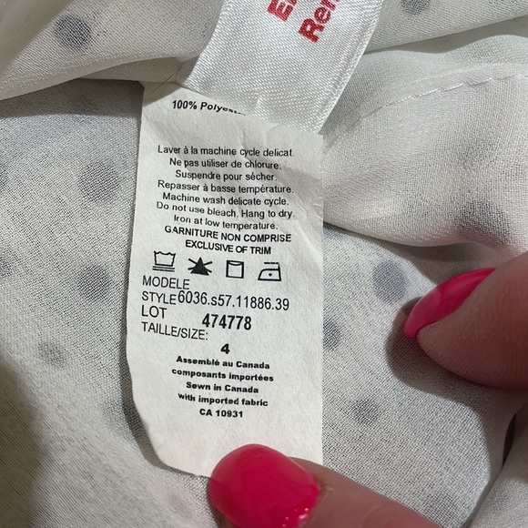 Melanie Lyne black and white polka dot lined blouse with bottom tie size 4 NEW - Picture 9 of 10